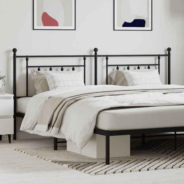 vidaXL Tăblie de pat metalică, negru, 200 cm