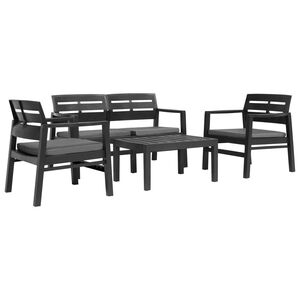 vidaXL Set mobilier de exterior, 4 piese, antracit, plastic