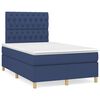 vidaXL Pat box spring cu saltea, albastru, 120x200 cm, textil