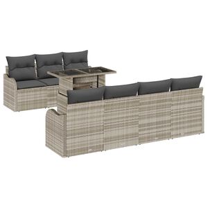 vidaXL Set de canapele pentru grădină 8 pcs Gri deschis Rattan poli
