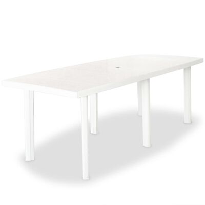 vidaXL Set mobilier de exterior, 9 piese, alb, plastic