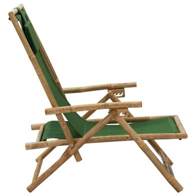 vidaXL Scaun rabatabil de relaxare, verde, bambus & țesătură