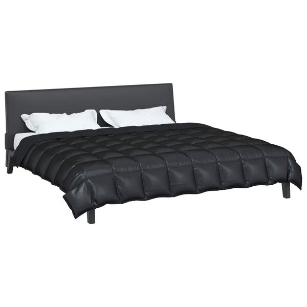 vidaXL Duvet de iarnă Negru 200 x 220 cm Satin și Microfibra