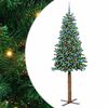 vidaXL Brad de Crăciun subțire Verde 210 cm PVC și lemn de PIN masiv