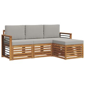 vidaXL Set de canapele de exterior 4 pcs Gri natural și deschis