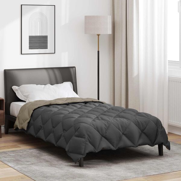 vidaXL Duvet de iarnă Gri deschis și antracit 220 x 140 cm Microfibră