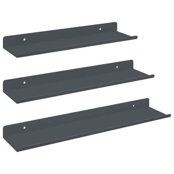 vidaXL Raft suspendat Pe perete 3 pcs Antracit 40 x 9 x 2,5 cm Oțel