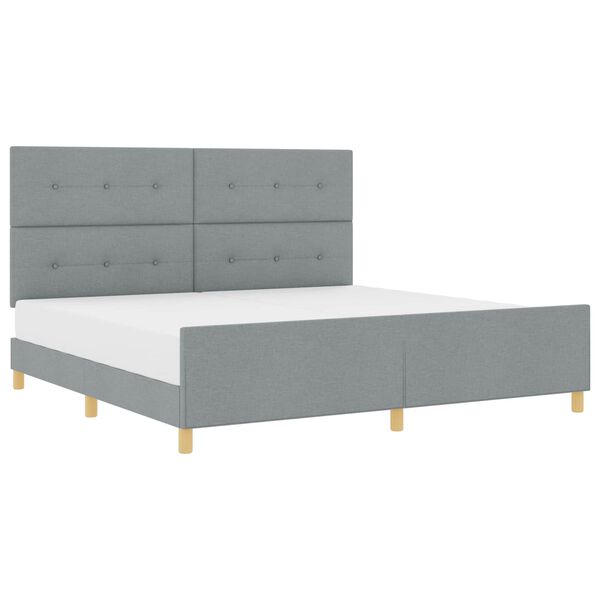 vidaXL Cadru de pat cu headboard Gri deschis 200 x 200 cm țesătură