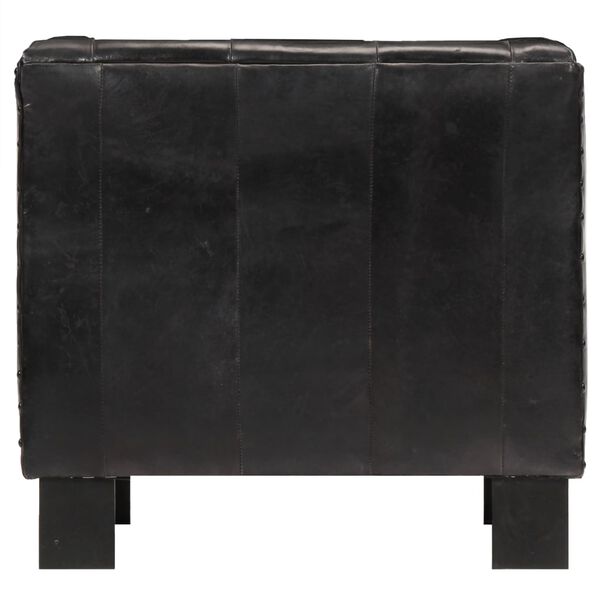 vidaXL Fotoliu, negru, piele naturală