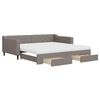 vidaXL Pat de zi cu extensie și sertare, gri taupe, 100x200 cm, textil
