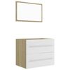vidaXL Set mobilier baie, 2 piese, alb și stejar Sonoma, lemn compozit