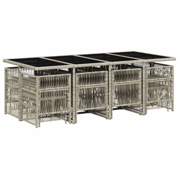 vidaXL Set mobilier de grădină cu perne 13 piese gri deschis poliratan