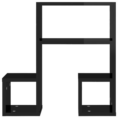 vidaXL Rafturi de perete, 2 buc., negru extralucios, 50x15x50 cm, PAL