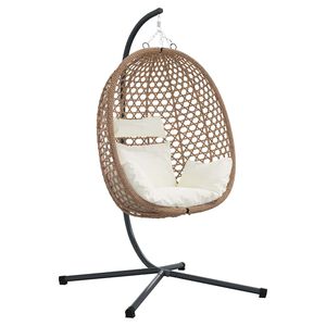 vidaXL Scaun suspendat ou poliratan 104 x 100 x 191 cm Creme deschis