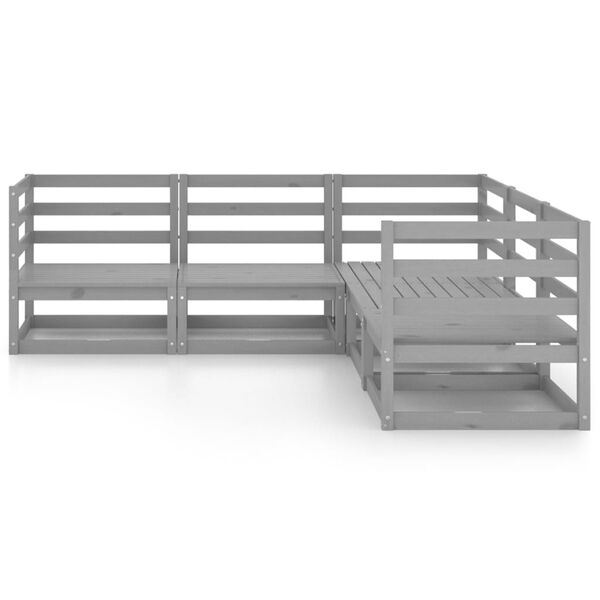 vidaXL Set mobilier de grădină, 5 piese, gri, lemn masiv de pin
