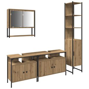 vidaXL Set de mobilier pentru baie cu raft 4 pcs stejar artizanal
