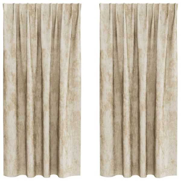 vidaXL Cortine din catifea cu perdele 2 pcs Crem 175 x 140 cm Catifea