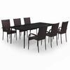 vidaXL Set mobilier de grădină, 7 piese, maro și negru