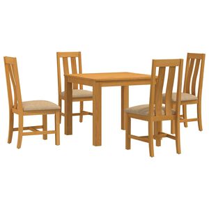 vidaXL Set de dining 5 buc. Bej Lemn de stejar masiv
