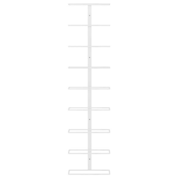 vidaXL Suport sticle de vin, de perete, 9 sticle, alb, fier