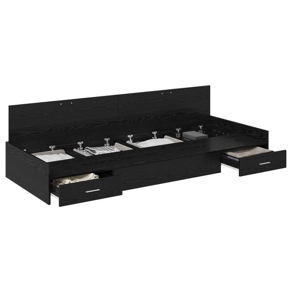 vidaXL Cadru de pat cu sertar Stejar Negru 90 x 200 cm Lemn compozit