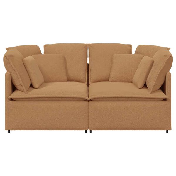 vidaXL Canapea modulară cu perne, țesătură ondulată ca lână, bej