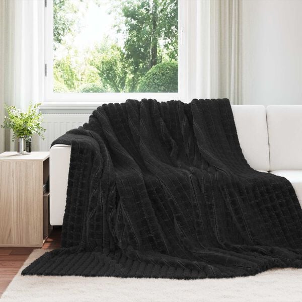 vidaXL Pătura de aruncat Negru 270 x 240 cm Molton