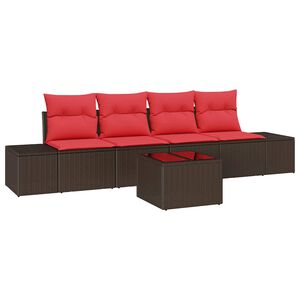 vidaXL Set de canapea cu pernă 5 pcs Maro poliratan