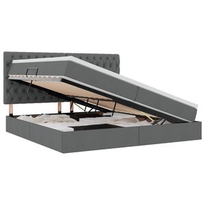 vidaXL Pat cu saltea și LED cu led Gri &icirc;nchis 200 x 200 cm Poliester