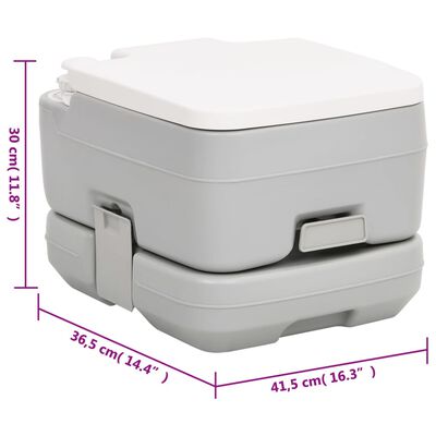 vidaXL Toaletă portabilă de camping, gri și alb, 10+10 L, HDPE