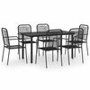 vidaXL Set mobilier de grădină, 7 piese, negru, sticlă și oțel