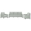 vidaXL Set de canapele cu perne, 3 piese, gri deschis, catifea