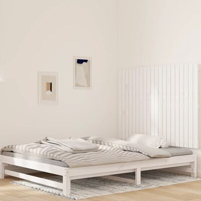 vidaXL Tăblie de pat pentru perete, alb, 127,5x3x90 cm, lemn masiv pin