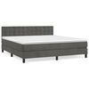 vidaXL Pat box spring cu saltea, gri &icirc;nchis, 180x200 cm, catifea
