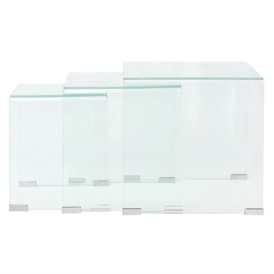 vidaXL Set mese suprapuse, sticlă călită transparentă, trei piese