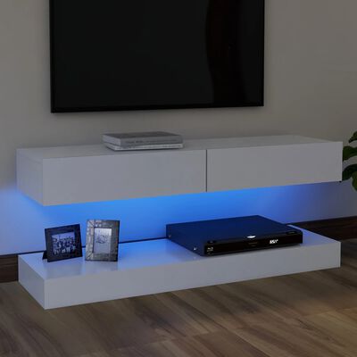 vidaXL Comodă TV cu lumini LED, alb, 120x35 cm