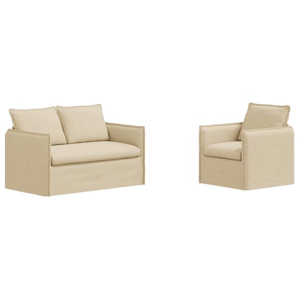 vidaXL Set de canapea 2 pcs Crem 196 x 82 x 85 cm țesătură