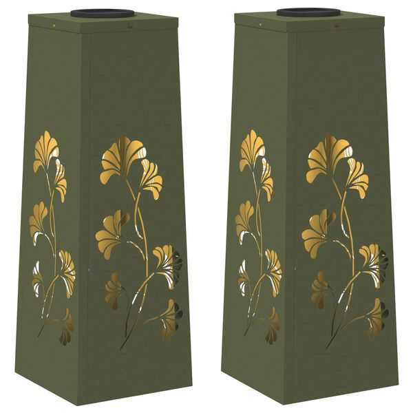 vidaXL Lumină LED Solară pentru Alei 2 pcs Verde măsliniu