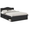 vidaXL Cadru de pat cu headboard Negru 160 x 200 cm Lemn de pin masiv