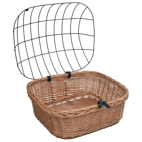 vidaXL Coș frontal bicicletă cu capac, 50x45x35 cm, salcie naturală