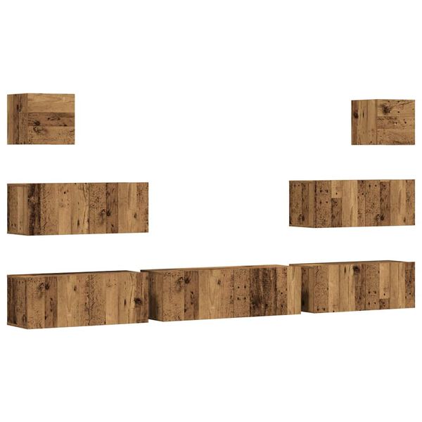 vidaXL Set dulap TV 7 piese montat pe perete lemn vechi lemn prelucrat