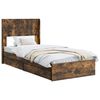 vidaXL Cadru de pat cu depozitare și tăblie Stejar fumuriu 75 x 190 cm