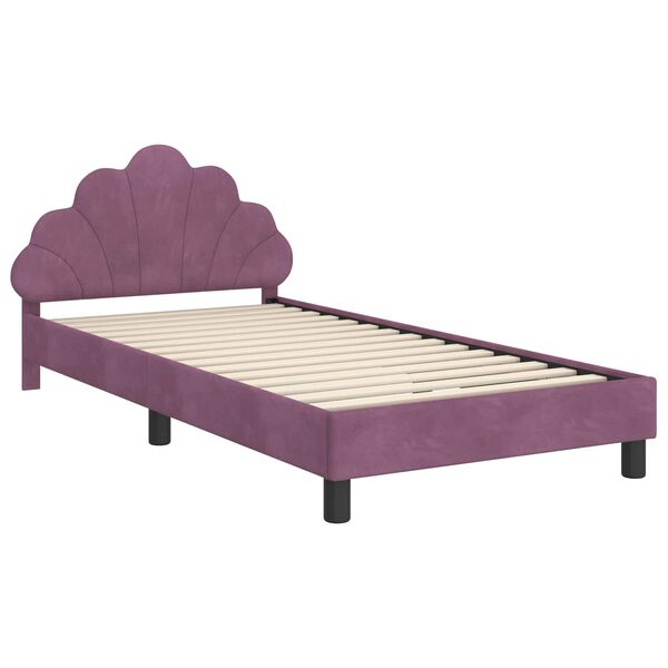 vidaXL Cadru de pat pentru copii cu spătar Violet 90 x 190 cm Catifea