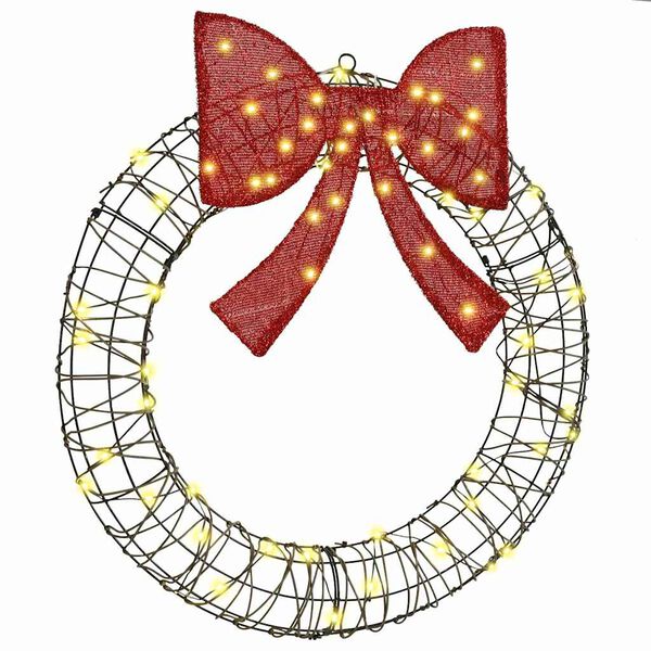 vidaXL Coroană cu 60 LED Alb cald 75 cm Ratan