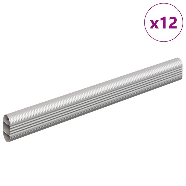 vidaXL Șină pentru dressing 12 pcs Argintiu 764 x 15 x 29 mm