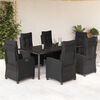 vidaXL Set mobilier de grădină cu perne, 7 piese, negru, poliratan
