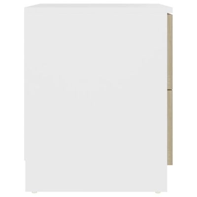 vidaXL Noptiere, 2 buc, alb/stejar sonoma, 40x40x50 cm, lemn prelucrat