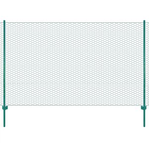 vidaXL Gard din plasă de s&acirc;rmă cu st&acirc;lpi, verde, 25 x 2 m, oțel