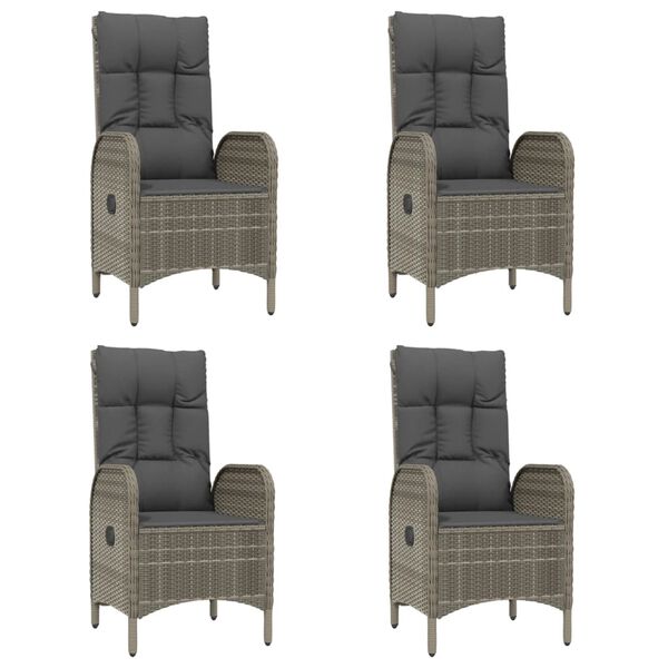 vidaXL Set mobilier grădină cu perne, 5 piese, negru și gri, poliratan