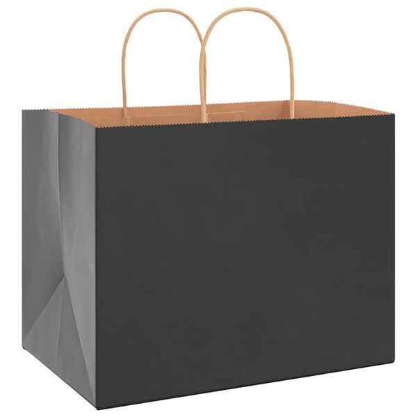 vidaXL Pungi de h&acirc;rtie 50 buc cu m&acirc;nere negre 32x22x24 cm